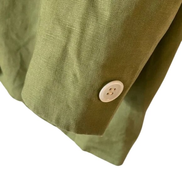 JH Collectibles green linen relaxed fit button closure blazer size US 10 - Picture 7 of 13
